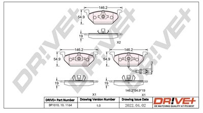 DP1010101164 Dr!ve+ Комплект тормозных колодок, дисковый тормоз