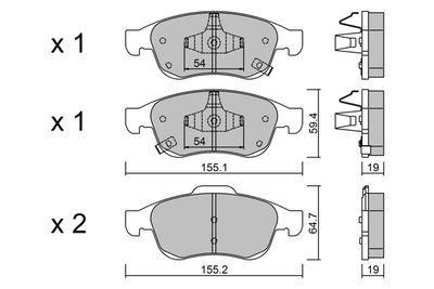 BPFI1043 AISIN Комплект тормозных колодок, дисковый тормоз