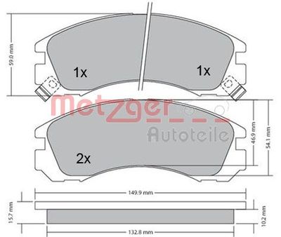 1170135 METZGER Комплект тормозных колодок, дисковый тормоз