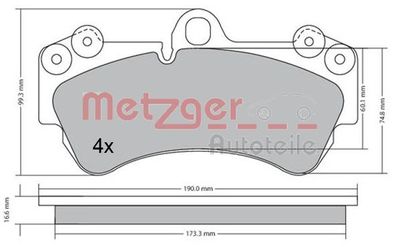 1170405 METZGER Комплект тормозных колодок, дисковый тормоз