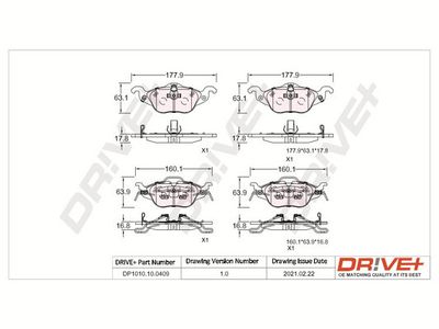 DP1010100409 Dr!ve+ Комплект тормозных колодок, дисковый тормоз