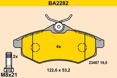 BA2282 BARUM Комплект тормозных колодок, дисковый тормоз