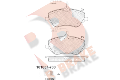 RB1657700 R BRAKE Комплект тормозных колодок, дисковый тормоз