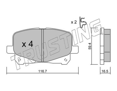 4590 TRUSTING Комплект тормозных колодок, дисковый тормоз