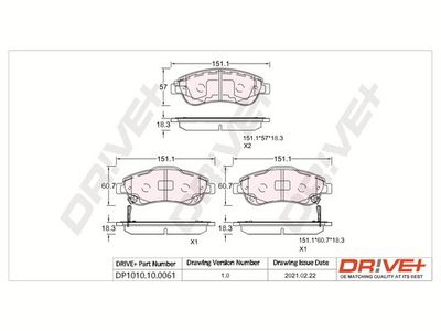 DP1010100061 Dr!ve+ Комплект тормозных колодок, дисковый тормоз