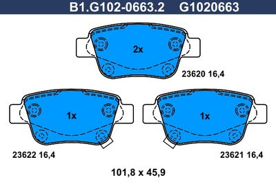 B1G10206632 GALFER Комплект тормозных колодок, дисковый тормоз