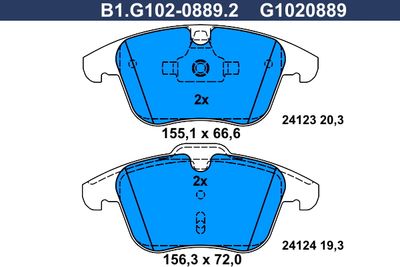 B1G10208892 GALFER Комплект тормозных колодок, дисковый тормоз