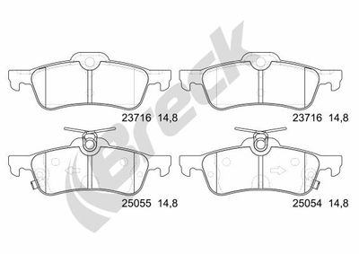250540070400 BRECK Комплект тормозных колодок, дисковый тормоз