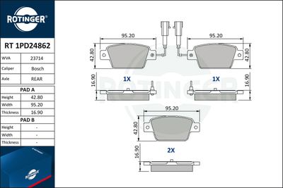 RT1PD24862 ROTINGER Комплект тормозных колодок, дисковый тормоз