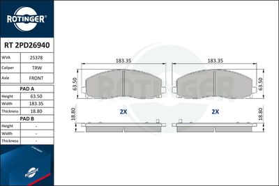 RT2PD26940 ROTINGER Комплект тормозных колодок, дисковый тормоз