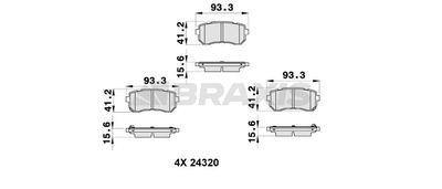 AB0349 BRAXIS Комплект тормозных колодок, дисковый тормоз