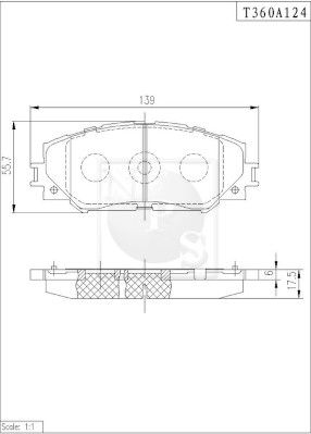 T360A124 NPS Комплект тормозных колодок, дисковый тормоз