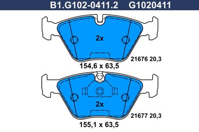 B1G10204112 GALFER Комплект тормозных колодок, дисковый тормоз