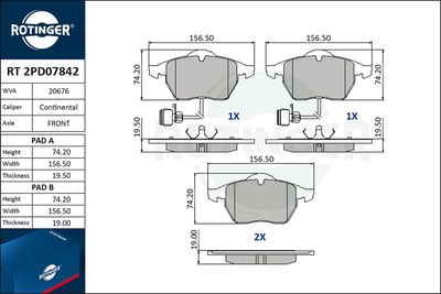 RT2PD07842 ROTINGER Комплект тормозных колодок, дисковый тормоз