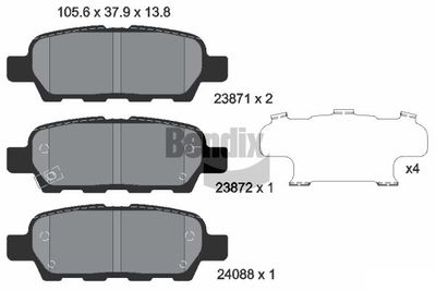 BPD1071 BENDIX Braking Комплект тормозных колодок, дисковый тормоз