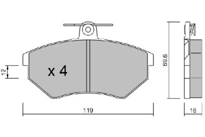 BPVW1002 AISIN Комплект тормозных колодок, дисковый тормоз