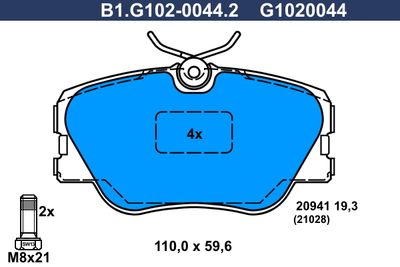 B1G10200442 GALFER Комплект тормозных колодок, дисковый тормоз