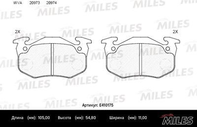 E410175 MILES Комплект тормозных колодок, дисковый тормоз