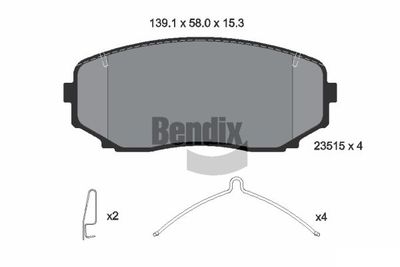 BPD2332 BENDIX Braking Комплект тормозных колодок, дисковый тормоз