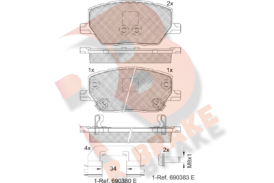 RB2243 R BRAKE Комплект тормозных колодок, дисковый тормоз