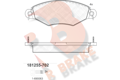 RB1255702 R BRAKE Комплект тормозных колодок, дисковый тормоз