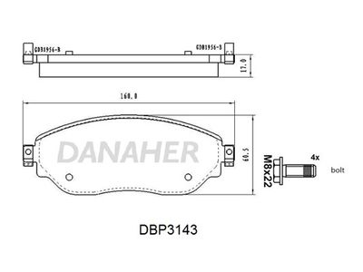 DBP3143 DANAHER Комплект тормозных колодок, дисковый тормоз