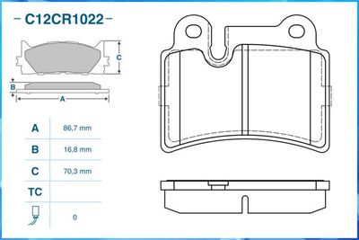 C12CR1022 CWORKS Комплект тормозных колодок, дисковый тормоз