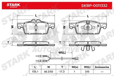 SKBP0011332 Stark Комплект тормозных колодок, дисковый тормоз