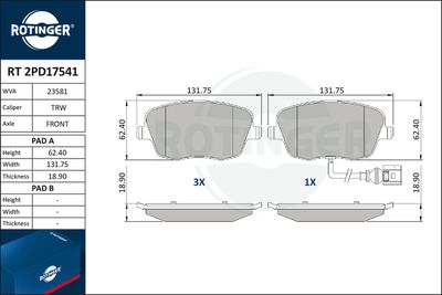 RT2PD17541 ROTINGER Комплект тормозных колодок, дисковый тормоз