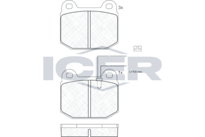 180627 ICER Комплект тормозных колодок, дисковый тормоз
