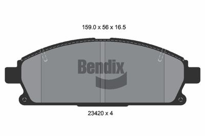 BPD1974 BENDIX Braking Комплект тормозных колодок, дисковый тормоз