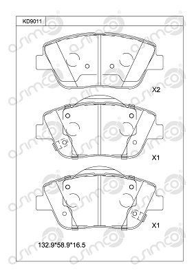 KD9011 ASIMCO Комплект тормозных колодок, дисковый тормоз