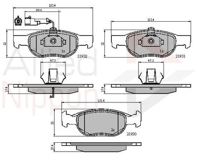 ADB1479 COMLINE Комплект тормозных колодок, дисковый тормоз