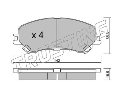 11110 TRUSTING Комплект тормозных колодок, дисковый тормоз