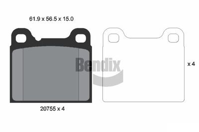 BPD1723 BENDIX Braking Комплект тормозных колодок, дисковый тормоз