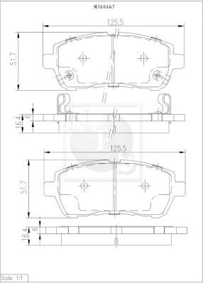 M360A67 NPS Комплект тормозных колодок, дисковый тормоз