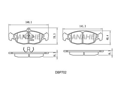 DBP702 DANAHER Комплект тормозных колодок, дисковый тормоз