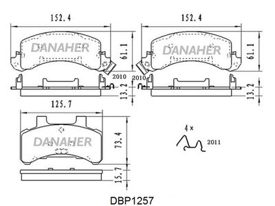 DBP1257 DANAHER Комплект тормозных колодок, дисковый тормоз