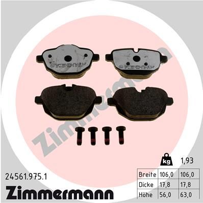 245619751 ZIMMERMANN Комплект тормозных колодок, дисковый тормоз