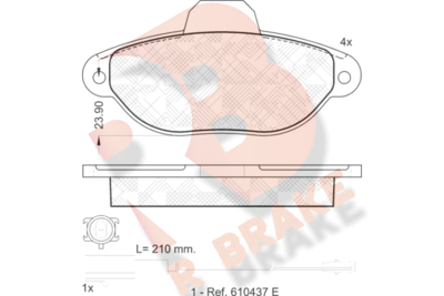 RB1844 R BRAKE Комплект тормозных колодок, дисковый тормоз