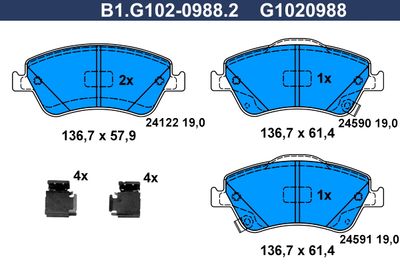 B1G10209882 GALFER Комплект тормозных колодок, дисковый тормоз