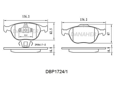 DBP17241 DANAHER Комплект тормозных колодок, дисковый тормоз