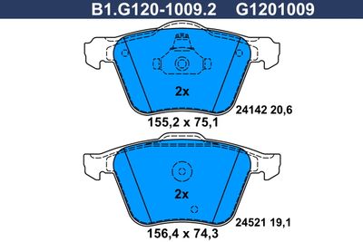 B1G12010092 GALFER Комплект тормозных колодок, дисковый тормоз