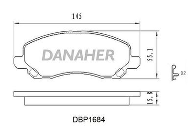 DBP1684 DANAHER Комплект тормозных колодок, дисковый тормоз