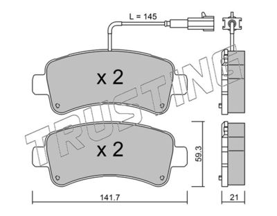 10570 TRUSTING Комплект тормозных колодок, дисковый тормоз