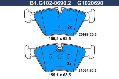 B1G10206902 GALFER Комплект тормозных колодок, дисковый тормоз