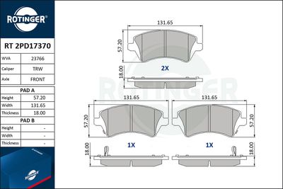 RT2PD17370 ROTINGER Комплект тормозных колодок, дисковый тормоз