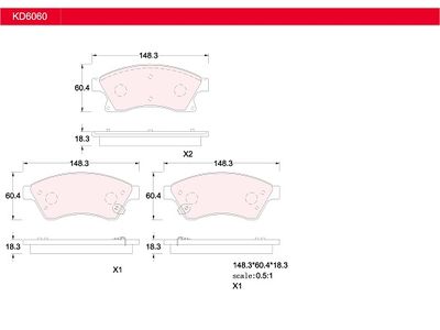 KD6060 ASIMCO Комплект тормозных колодок, дисковый тормоз