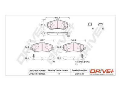 DP1010100076 Dr!ve+ Комплект тормозных колодок, дисковый тормоз