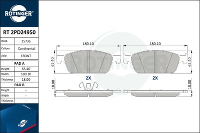 RT2PD24950 ROTINGER Комплект тормозных колодок, дисковый тормоз